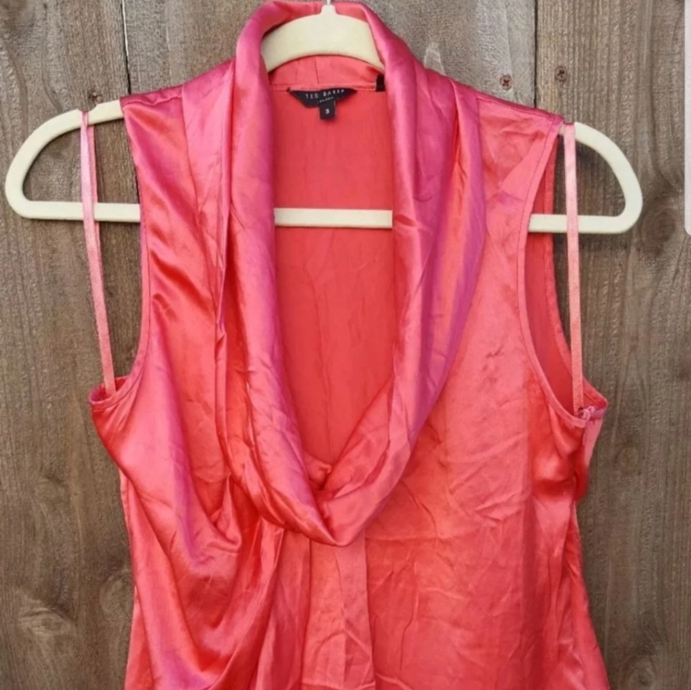 Ted Baker Silk Cowl Neck Top Blouse Size 3 (US 8)